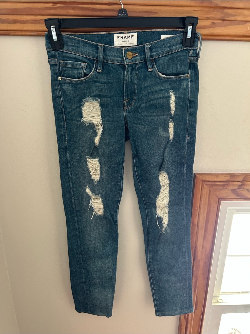 Frame Denim Denim High-Rise Distressed Women's Jeans - Dark Blue